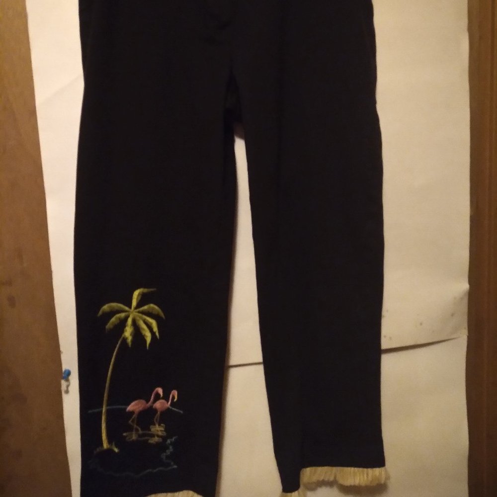 Girls Black jeans size 4 embroidery  waist 25 1/2 inseam 21